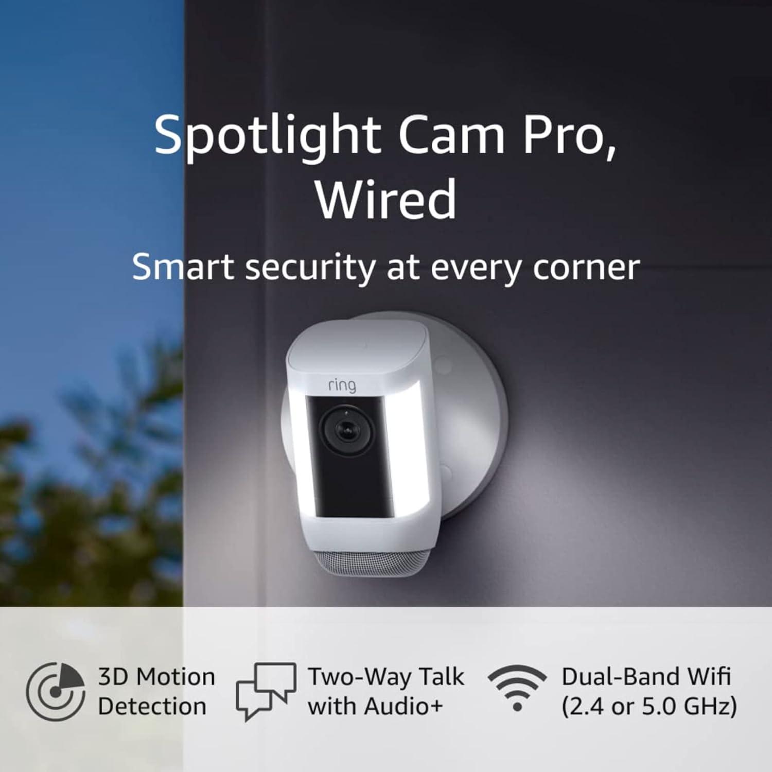 imageRing Spotlight Cam Pro Battery 3D Motion Detection TwoWay Talk with Audio and DualBand Wifi 2022 release 2pack WhiteWhite