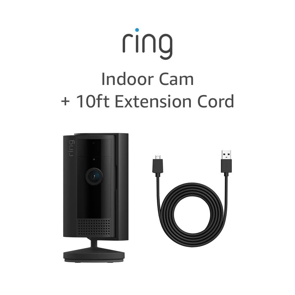 imageAllnew Ring Indoor Cam 2nd Gen Black with 10 ft USBA to Micro USB Power Cable
