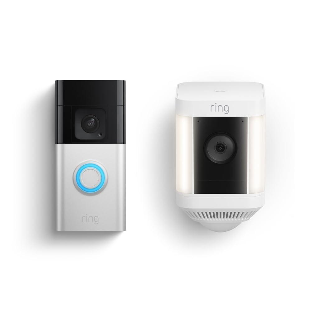 imageRing Battery Doorbell Plus with Ring Spotlight Cam Plus White