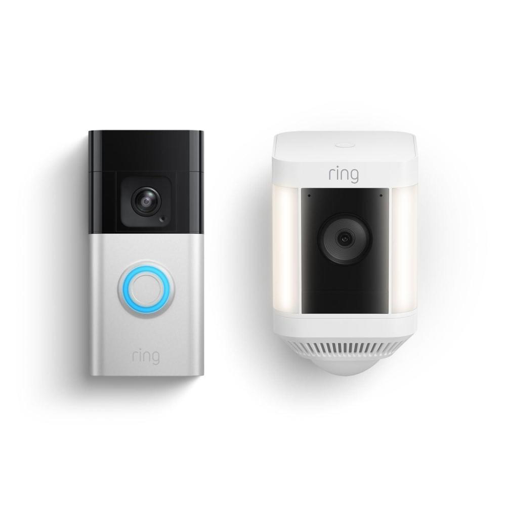 imageRing Battery Doorbell Pro with Ring Spotlight Cam Plus White