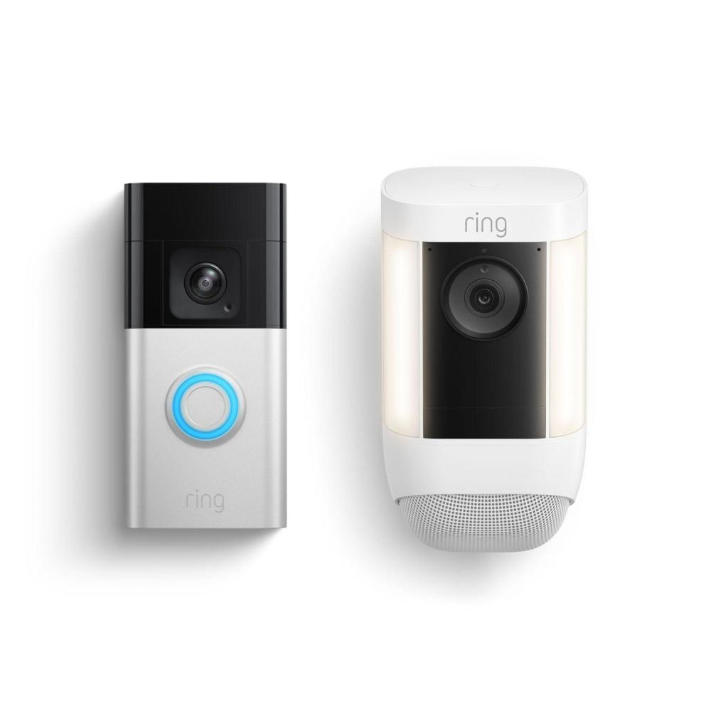 imageRing Battery Doorbell Pro with Ring Spotlight Cam Pro White