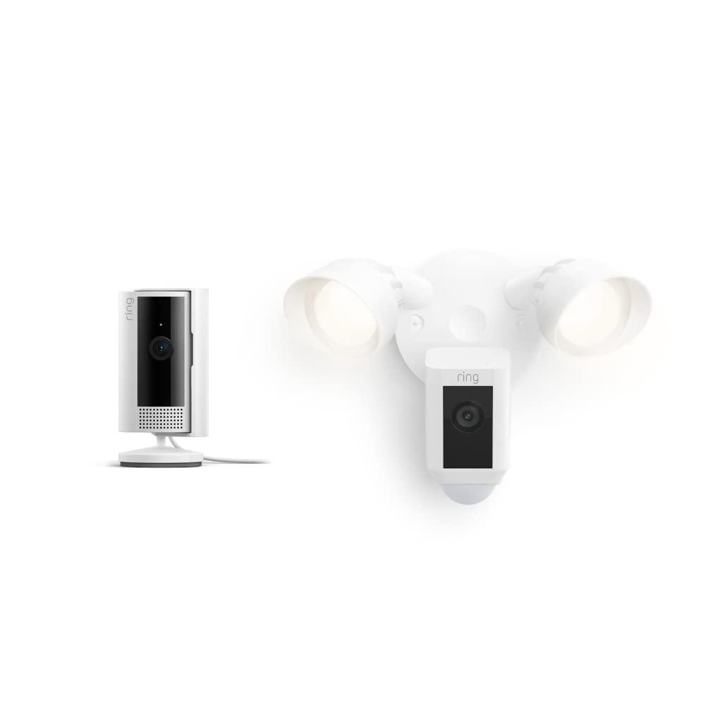 imageRing Floodlight Cam Wired Plus with Allnew Ring Indoor Cam BlackWhite