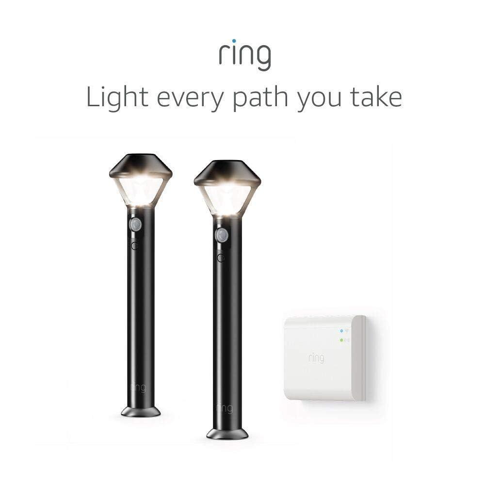 imageRing Smart Lighting  Pathlight BatteryPowered Outdoor MotionSensor Security Light Black Starter Kit 2pack
