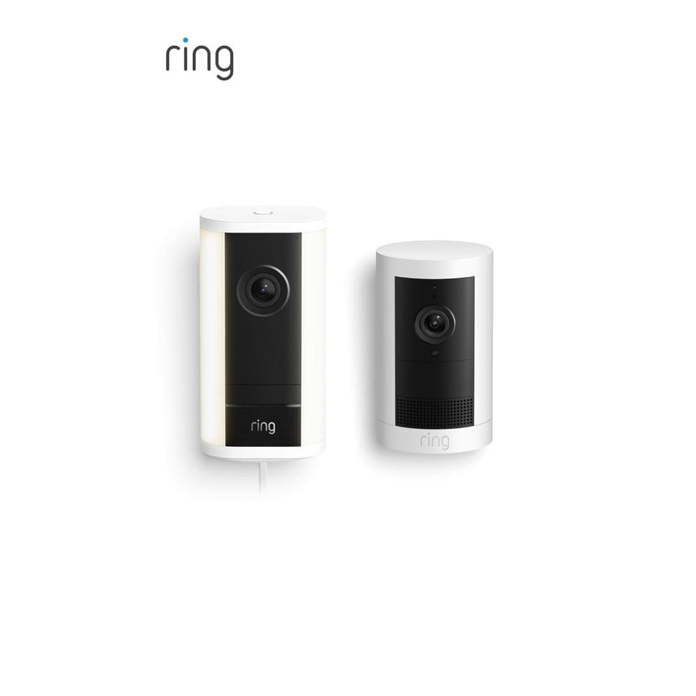 imageRing Spotlight Cam Pro PlugIn Newest Model White with Outdoor Cam Plus Battery White