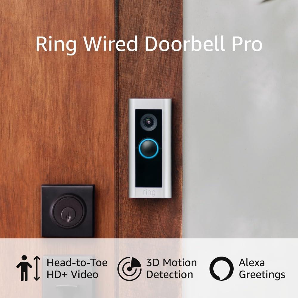 imageRing Wired Doorbell Pro Video Doorbell Pro 2 with Ring Floodlight Cam Wired White