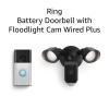 Ring Battery Doorbell with Ring Floodlight Cam Wired Plus (White)(Satin Nickel)