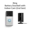 Ring Battery Doorbell with Ring Indoor Cam 2nd Gen (White)(Satin Nickel)