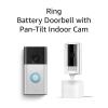 Ring Battery Doorbell with Ring Pan-Tilt Indoor Cam (White)(Satin Nickel)