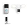 Ring Floodlight Cam Wired Pro, White with Ring Battery Doorbell Plus and All-new Ring Indoor Cam, White