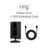 All-new Ring Indoor Cam (2nd Gen), Black with 10 ft. USB-A to Micro USB Power Cable