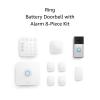 Battery Doorbell (Satin Nickel) with Alarm 8-piece (White)