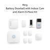 Battery Doorbell (Satin Nickel) with Indoor Cam (White) and Alarm 8-Piece (White)