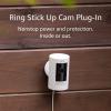Like-New Ring Stick Up Cam Plug-In HD security camera with two-way talk, Works with Alexa – White (Pack of 2)