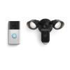 Ring Battery Doorbell with Ring Floodlight Cam Wired Plus (White)(Satin Nickel)