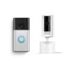 Ring Battery Doorbell with Ring Pan-Tilt Indoor Cam (White)(Satin Nickel)