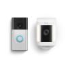 Ring Battery Doorbell with Ring Spotlight Cam Plus Battery (White)(Satin Nickel)