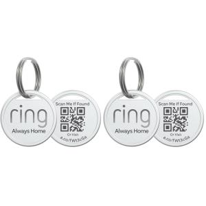 Ring Pet Tag | Easy-to-use tag with QR code | Real-time scan alerts | Shareable Pet Profile | No subscription or fees(2 Pet Tags)