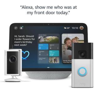 Smart Home Security Basics Kit – Amazon Echo Show 8 (newest model) + Ring Battery Doorbell (newest model) + Ring Indoor Cam (newest model), with Alexa+ Early Access