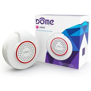Dome Home Automation Wireless Z-Wave Battery-Powered Home Security Siren and Chime,