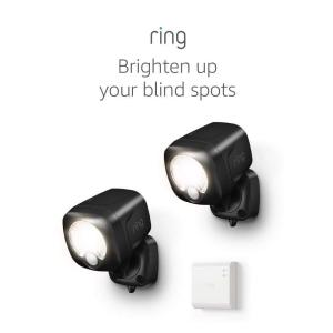 Ring Smart Lighting – Spotlight, Battery-Powered, Outdoor Motion-Sensor Security Light, Black (Starter Kit: 2-pack)