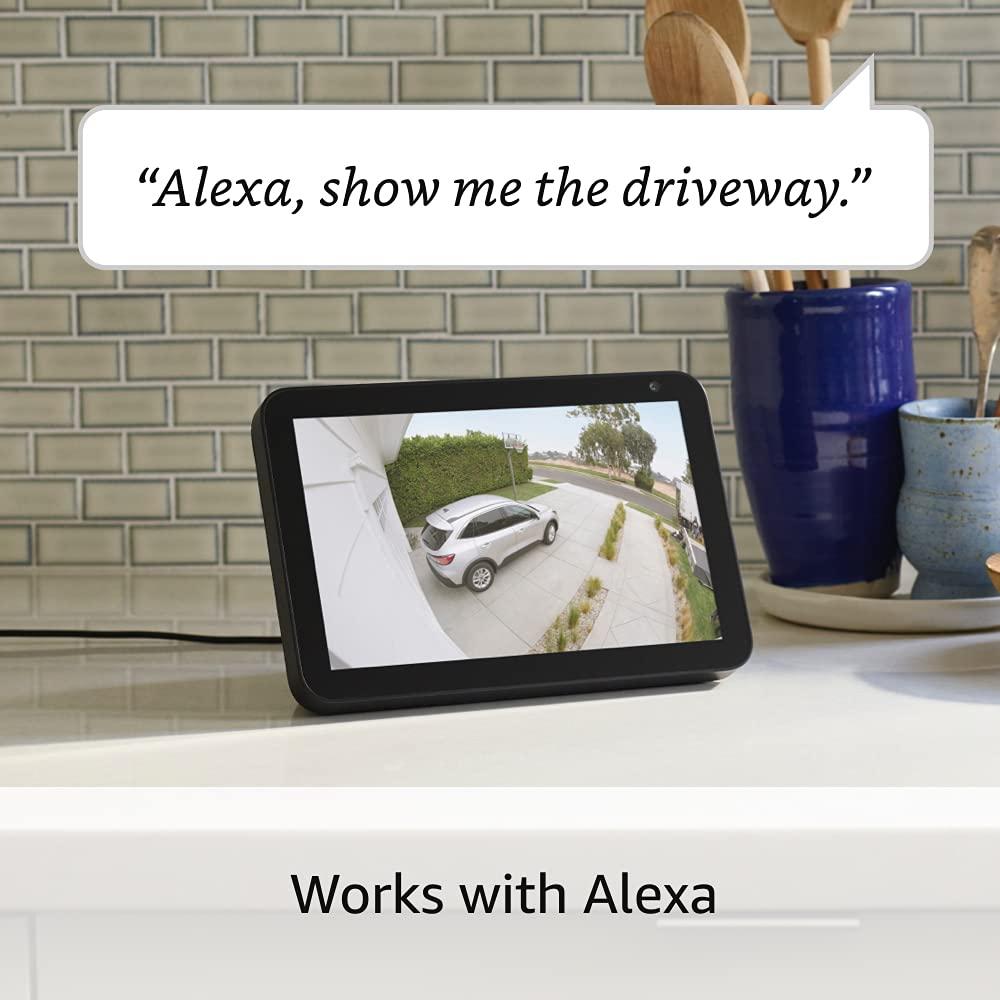 imageRing Floodlight Cam Wired Plus White with Ring Video Doorbell Venetian Bronze