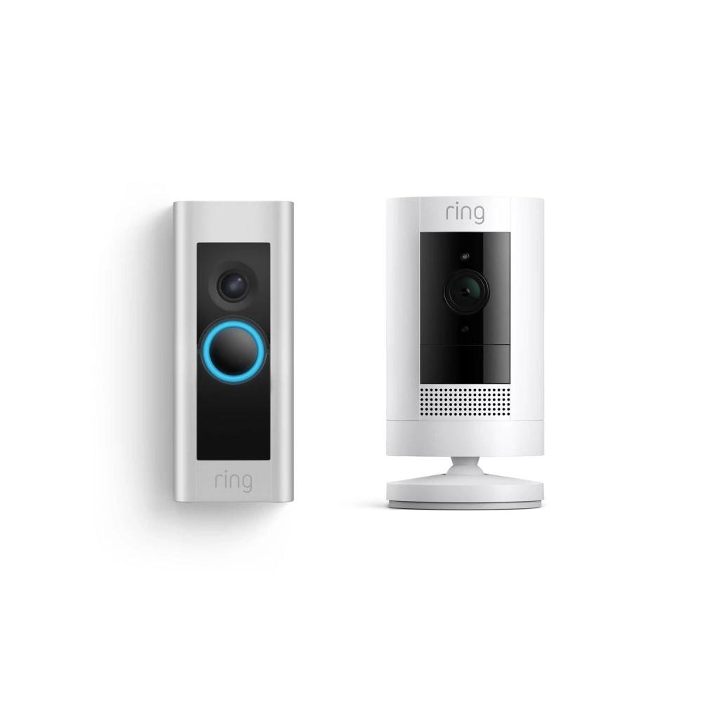 imageRing Wired Doorbell Plus with Ring Stick Up Cam Battery White