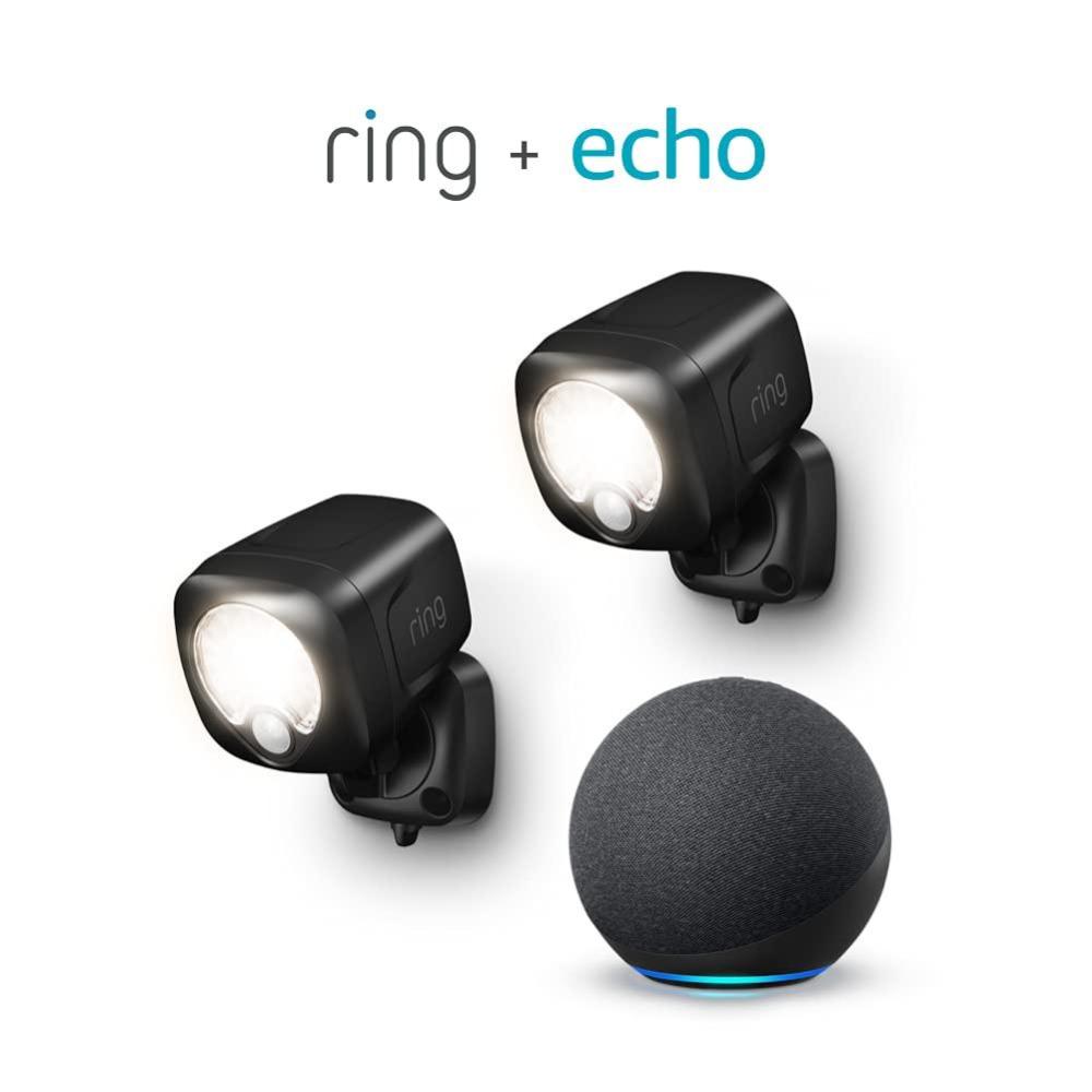 imageRing Smart Lighting  Spotlight BatteryPowered Outdoor MotionSensor Security Light Black 2pack  Echo 4th Gen