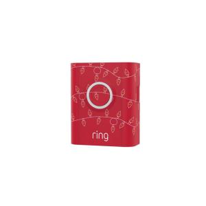 Ring Interchangeable Faceplate for Doorbells – Video Doorbell 3, Video Doorbell 3 Plus, Video Doorbell 4, Battery Doorbell Plus, Battery Doorbell Pro – Galaxy Black(Christmas Lights Red)