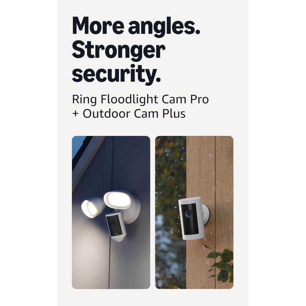imageRing Floodlight Cam Pro Newest Model White with Outdoor Cam Plus Battery White