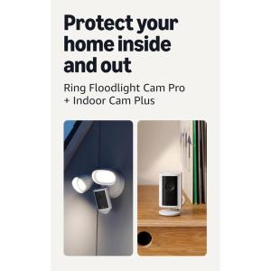 Ring Floodlight Cam Pro (Newest Model), White with Indoor Cam Plus (Newest Model), White