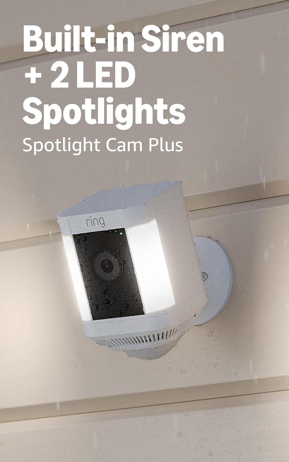 imageRing Battery Doorbell Plus newest model Nickel Silver with Spotlight Cam Plus Battery White