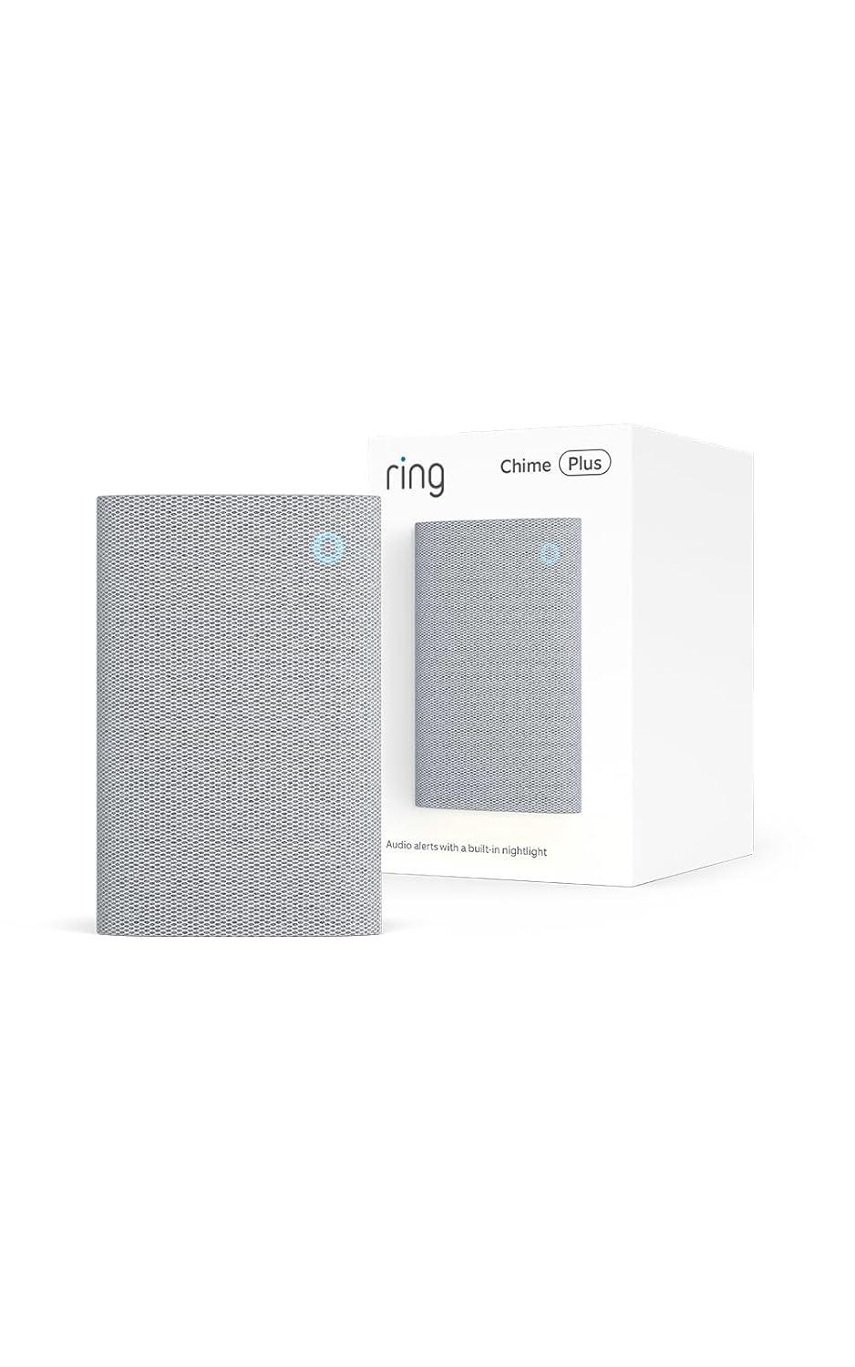 imageRing Chime Plus newest model Crisp clear audio alerts for select Ring devices builtin nightlight customizable tones easy plugin setup White