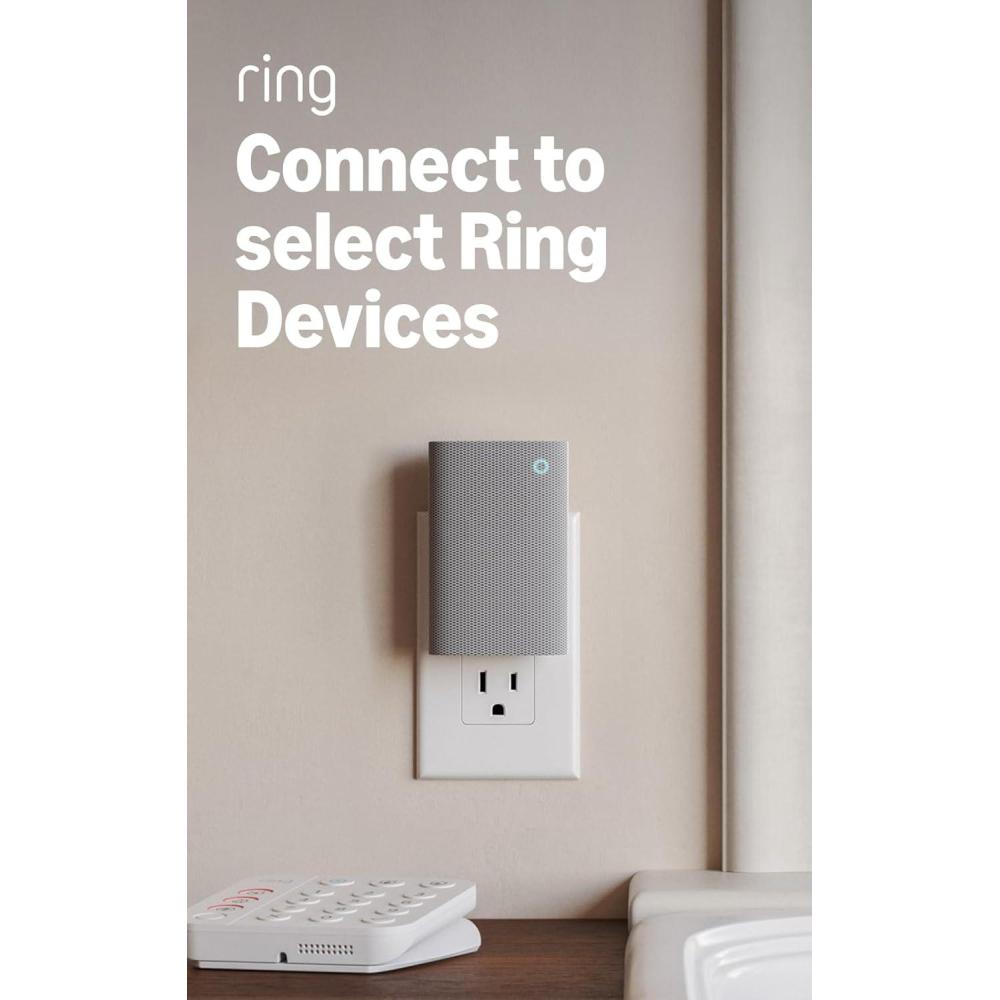 imageRing Chime Plus newest model Crisp clear audio alerts for select Ring devices builtin nightlight customizable tones easy plugin setup White