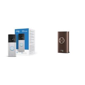 Ring Battery Doorbell Plus (newest model), Retinal 2K with wide-angle video, up to 6x Enhanced Zoom, Night Vision, and Quick Release Battery Pack, Nickel Silver(Polished Mocha)