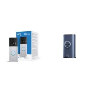 Ring Battery Doorbell Plus (newest model), Retinal 2K with wide-angle video, up to 6x Enhanced Zoom, Night Vision, and Quick Release Battery Pack, Nickel Silver(Polished Navy)
