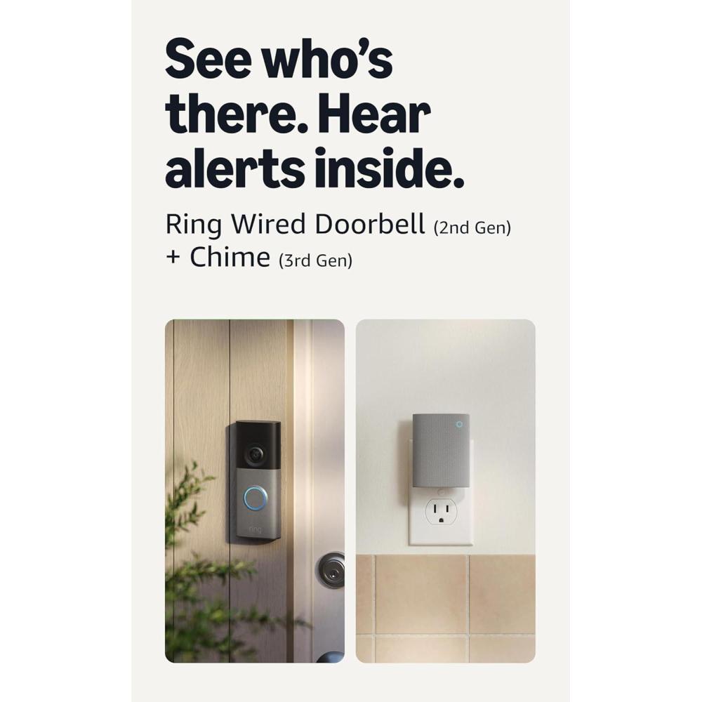imageRing Wired Doorbell newest model Speckled Gray with Chime Plus newest model White